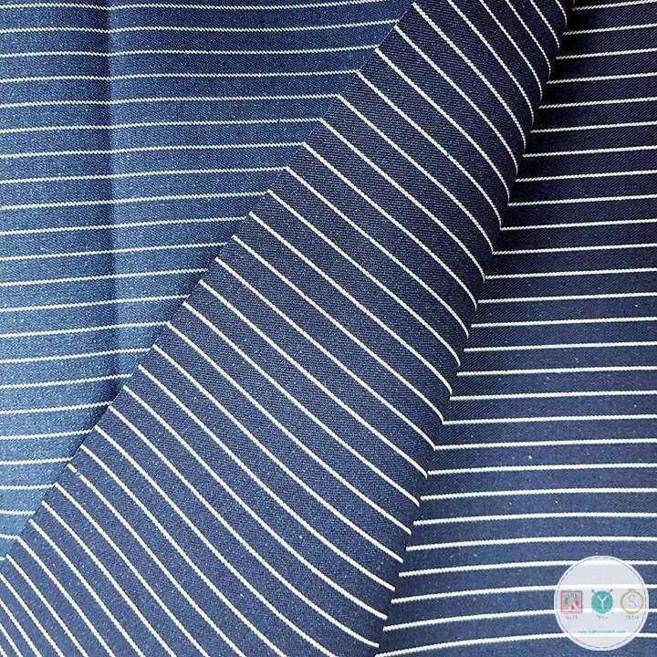 Blue Pinstripe Denim Fabric - by Fabric Freedom - Dressmaking Textiles