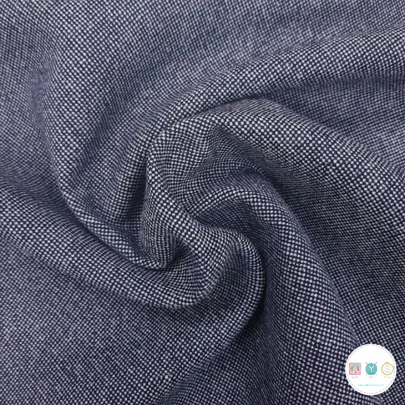 REMNANT - 0.60m - Wool Fabric in Blue Denim Colour - Deadstock