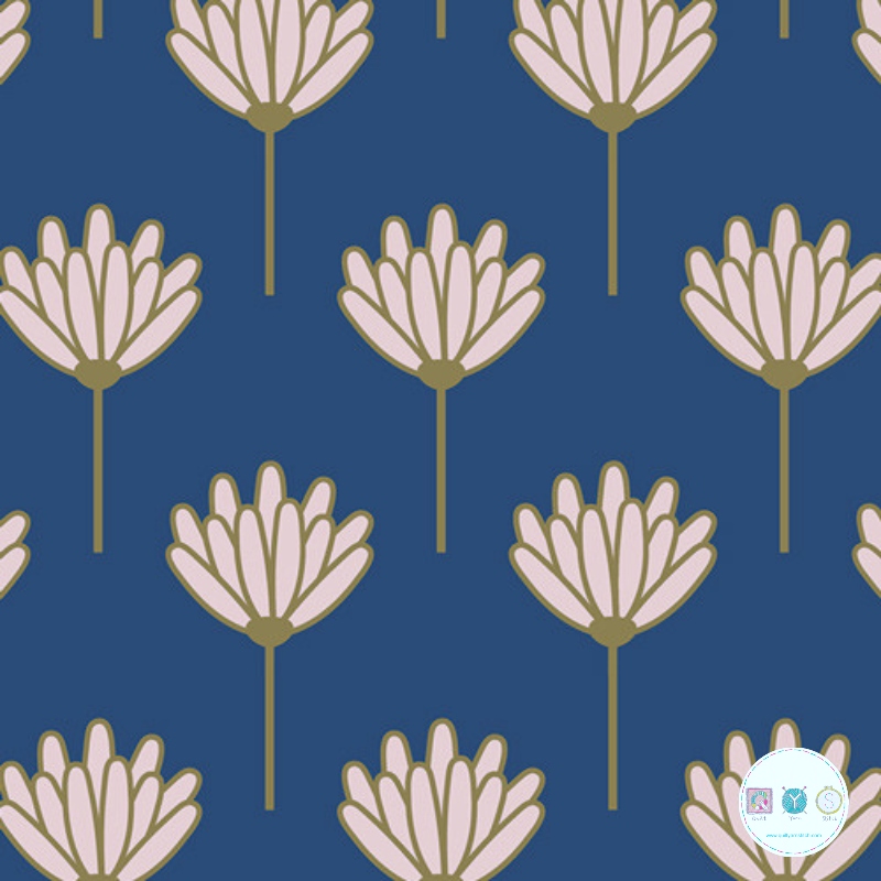 REMNANT - 0.35m - Rayon Fabric - Floret Blush in Blue by Art Gallery Fabrics