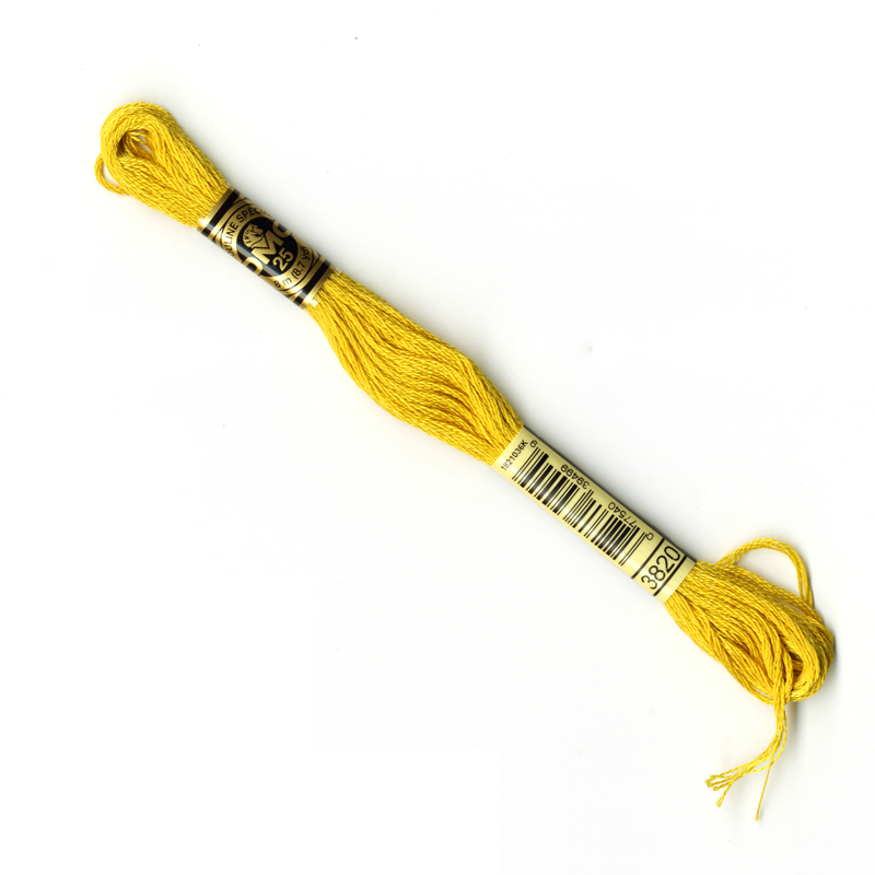 DMC Embroidery Thread - Yellow Colour 3820 - Quilt Yarn Stitch