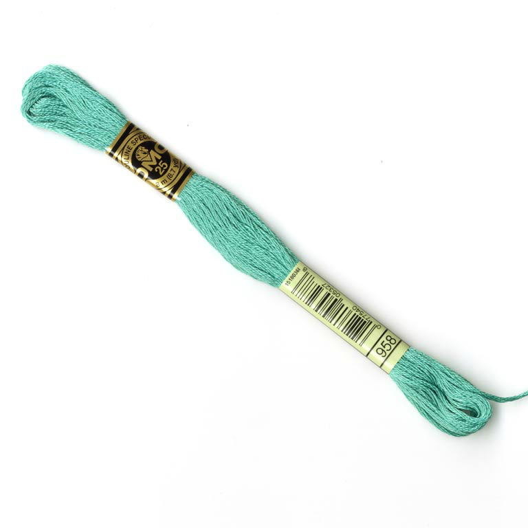 DMC Embroidery Thread - Green Colour 958 