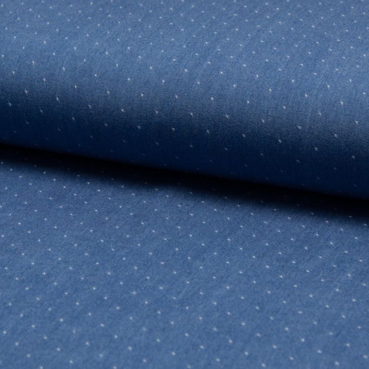 Viscose Chambray Dobby Fabric in Medium Blue