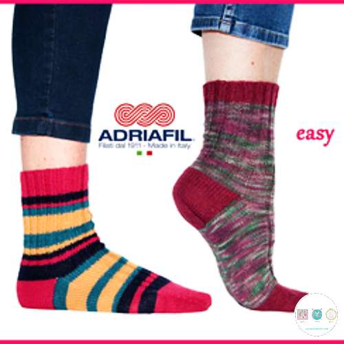 Easy Sock Pattern - Knitting Pattern by Adriafil - Uses Adriafil Calzasocks