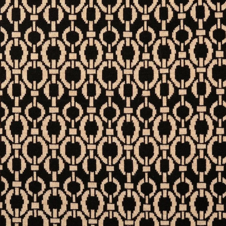 Stretch Viscose Blend Jaquard Fabric with Chain Pattern in Black
