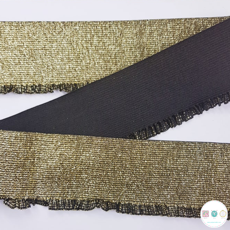 50mm Gold Cuffing Elastic Stretch Ribbon Trim - Haberdashery - Dressmaking 