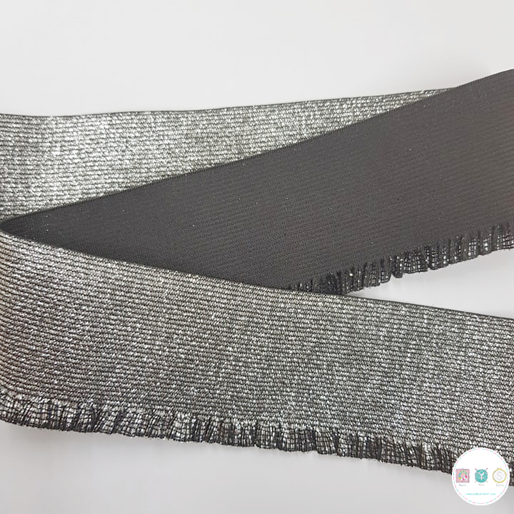 50mm Metallic Silver Cuffing Elastic Stretch Ribbon Trim - Haberdashery - Dressmaking