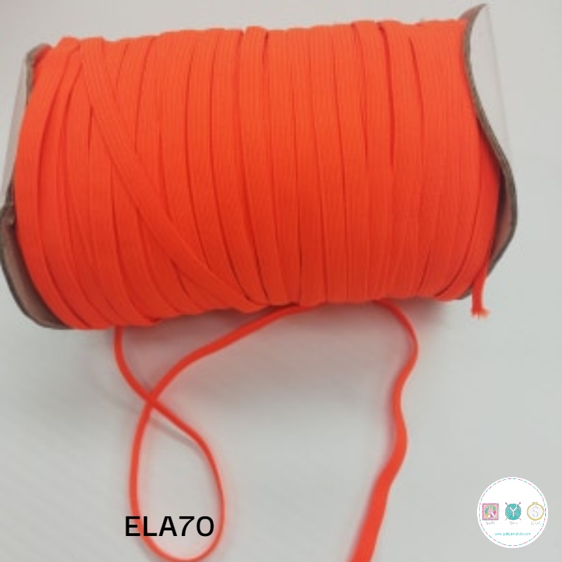 Bright Orange Elastic - 6mm - Flat - Haberdashery