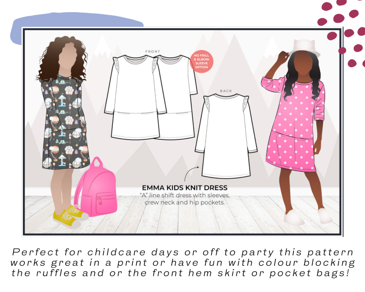 Style Arc - Emma Kids Knit Dress Sewing Pattern Sizes 2 to 8 Years