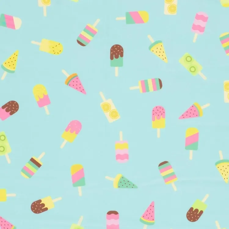 SPF 50 Swimwear Recycled Fabric with Ice Lollies on Blue