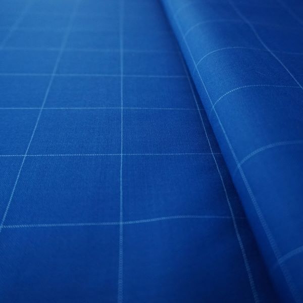 Deadstock - Ex Designer  Blue Window Pane Wool Suiting