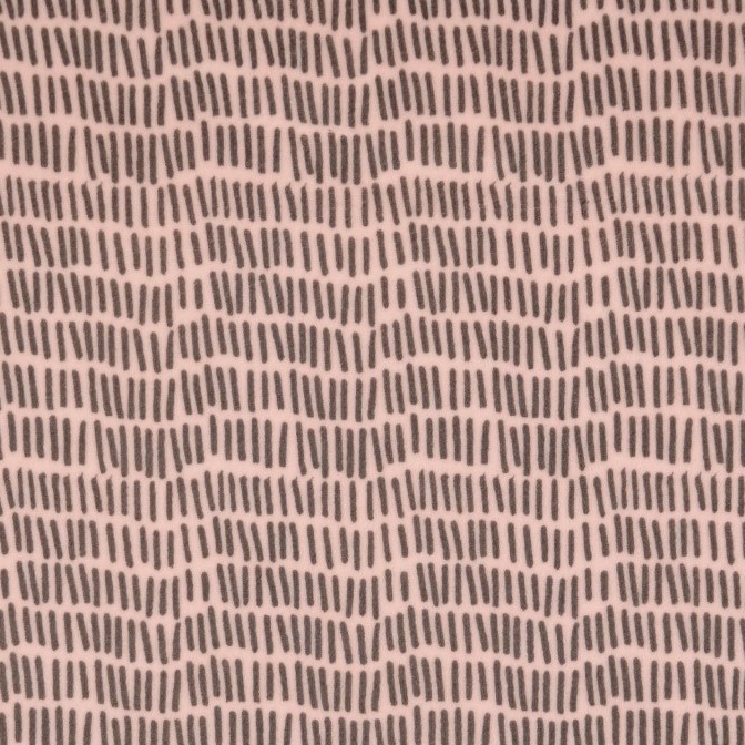 Nicki Velour Fabric - Pink With Grey Dashes