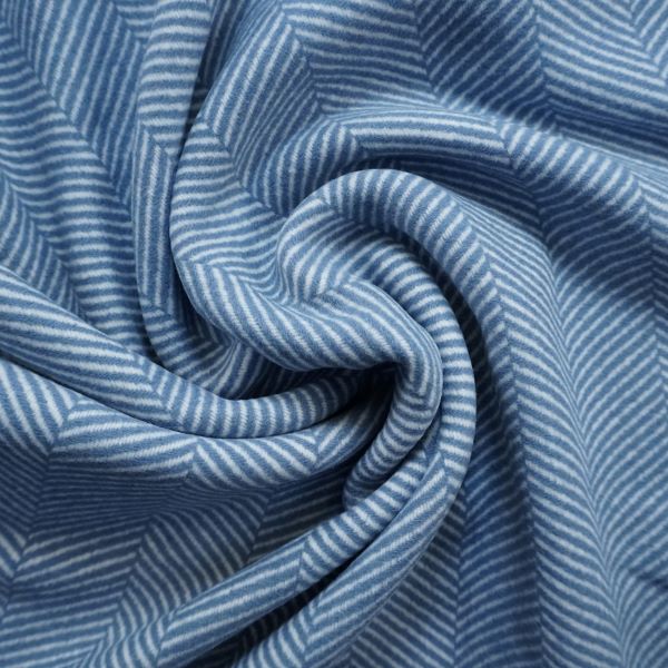Deadstock - Wool Blend Coat Fabric - Large Herringbone in Blue