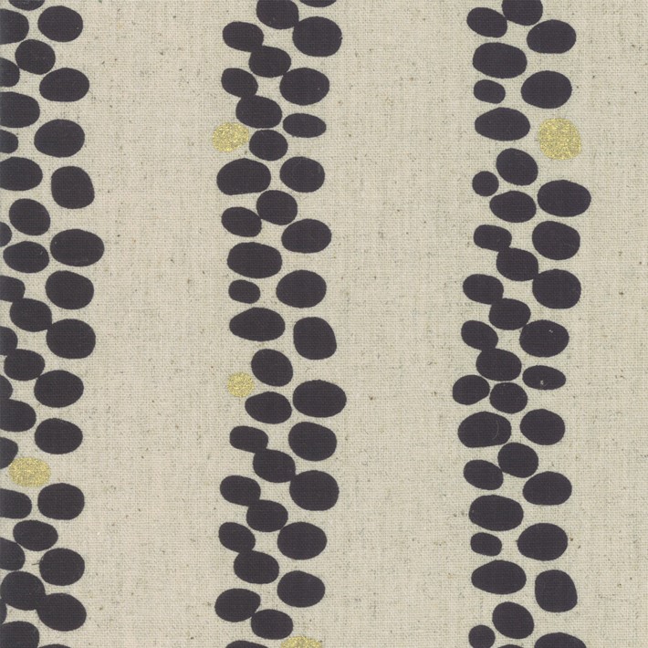 Fabric Mochi Linen by Moda Natural with Black and Metallic Dots 1718 12LM