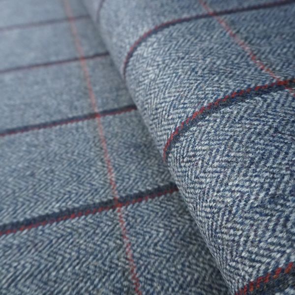 Deadstock - Wool Coat Fabric Herringbone Window Pane 