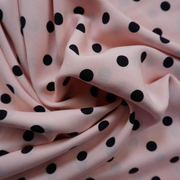 Deadstock  - Ex. Designer Viscose Fabric - Polkadots on Pink