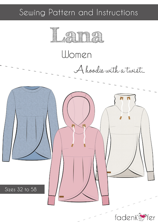 Fadenkafer - Lana Hoodie Women's Sewing Pattern EU Sizes 32 to 58