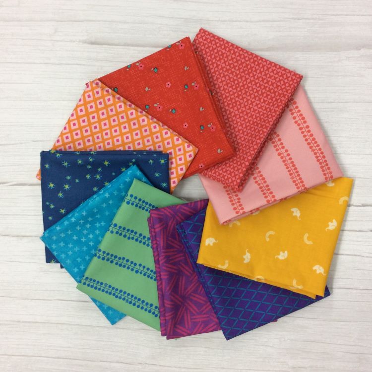 Gift Idea - Quilt Fabric - 10 Bright Mixed Fat Quarter Box