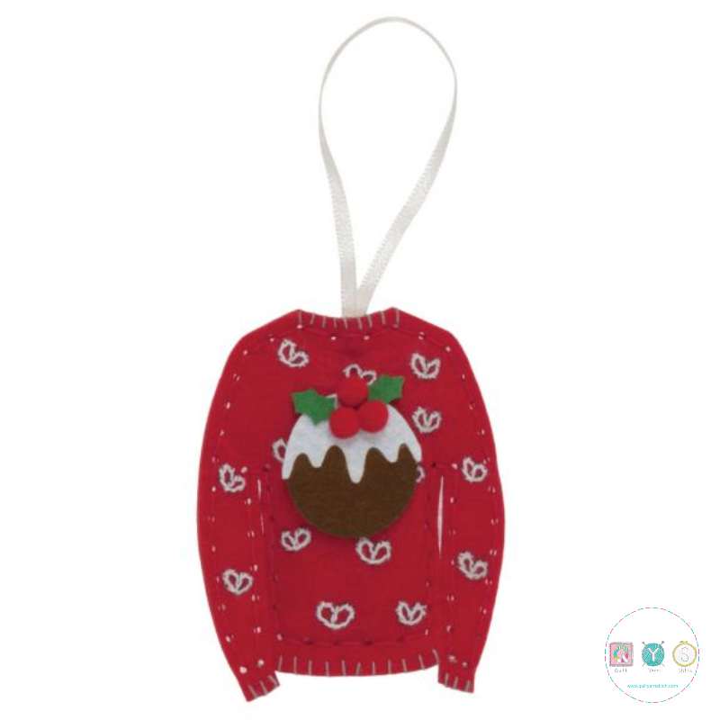 Make Your Own Felt Xmas Jumper - Christmas Tree Decoration - Beginners Festive Crafty Childrens Kit - by Trimits 
