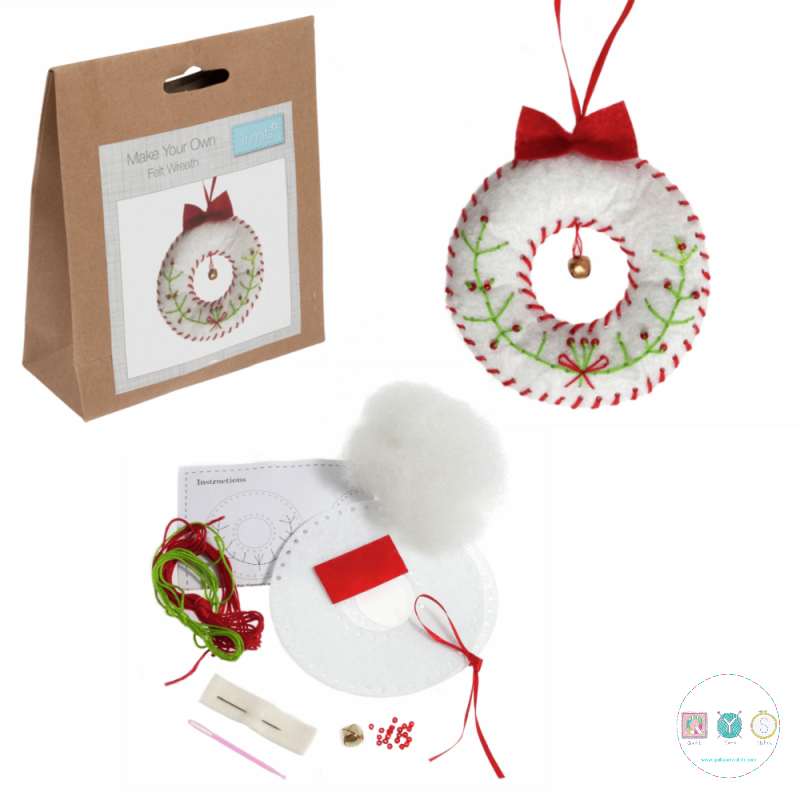 Make Your Own Felt Wreath - Christmas Tree Decoration - Beginners Festive Crafty Childrens Kit - by Trimits 