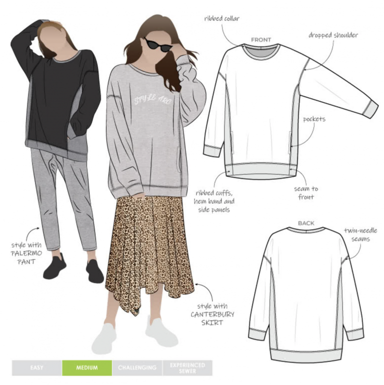 Style Arc - Fenix Sweatshirt Sewing Pattern Sizes 4 to 16