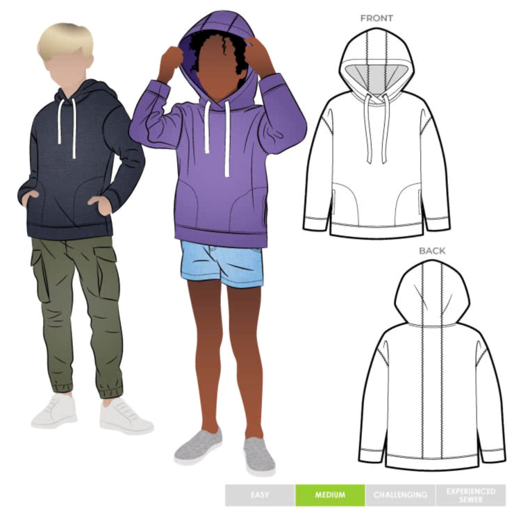 Style Arc - Fitzroy Kids Hoody Sewing Pattern Sizes 1 to 8 Years