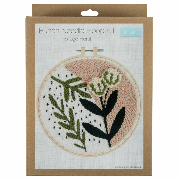 Gift Idea - Punch Needle Kit - Foliage Floral Hoop