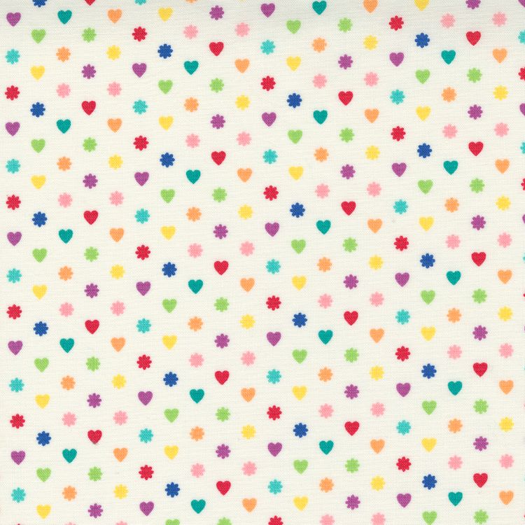 Quilting Fabric - Heart and Flower Dot on Snow from Love Lily by April Rosenthal for Moda 24115 11