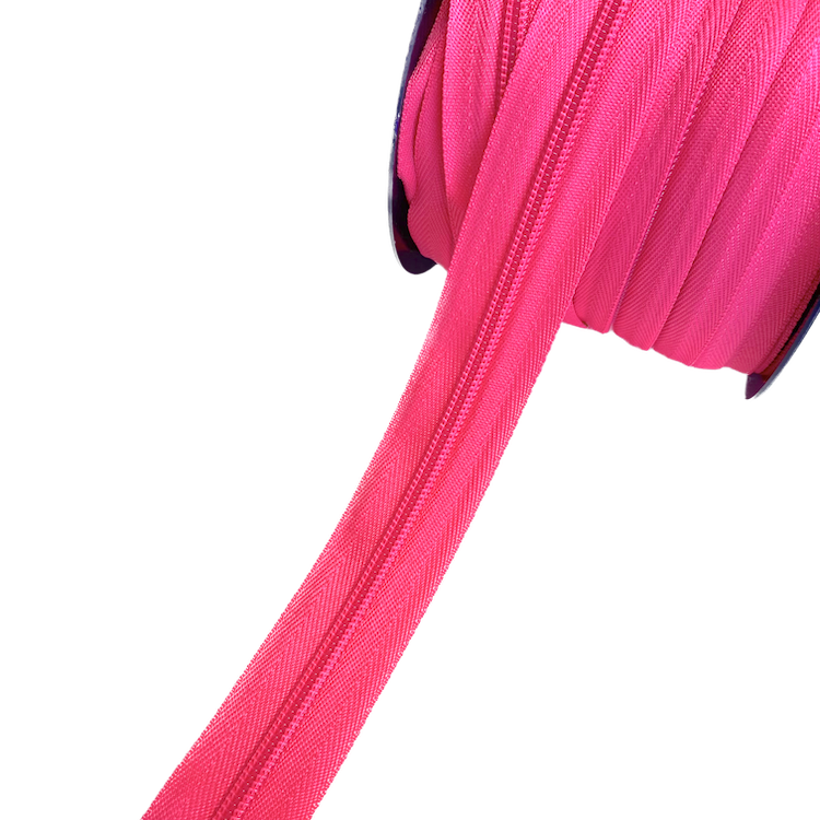 No 5 Fluorescent Pink Zip with Matching Coil - Sold by the Metre
