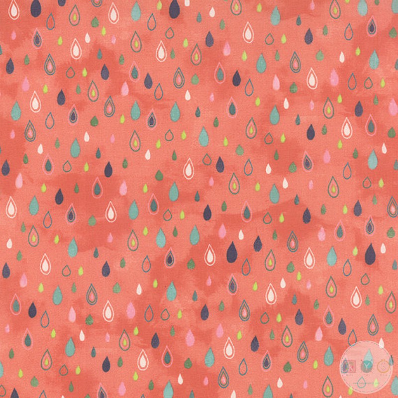 Quilting Fabric - Orange Raindrops from Freshcut by Basic Grey for Moda 30394 