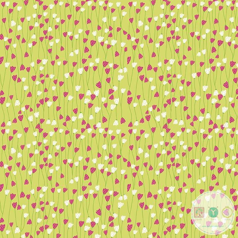 Quilting Fabric - Tulips on Green from Simply Happy by Dodi Lee Poulsen for Riley Blake Designs C7453 