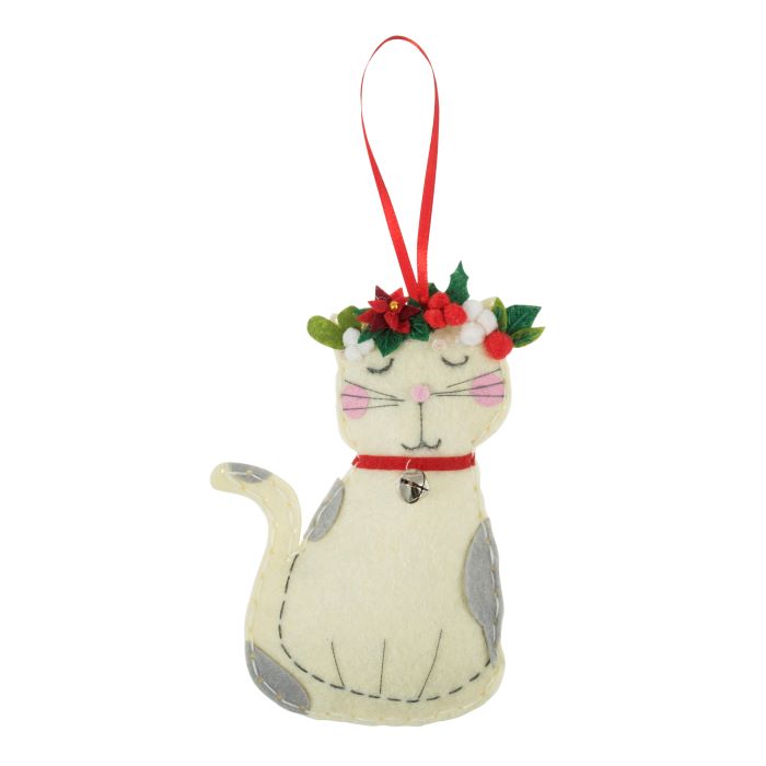 Make Your Own Festive Cat Felt Decoration Kit by Trimits