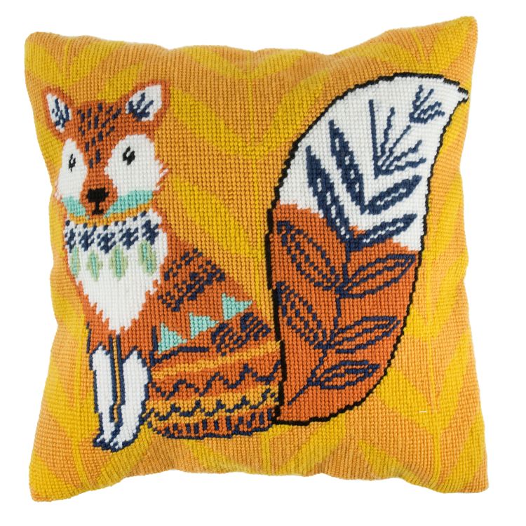 Half Cross Stitch Kit - Fox Tapestry Cushion