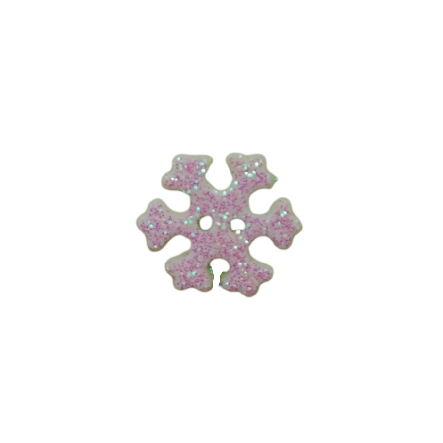 Buttons - 19mm White Snowflake with Glitter Layer
