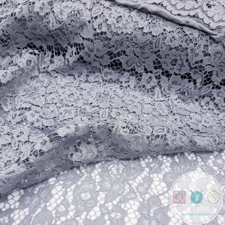 Corded Lace Fabric - Silver - Quilt Yarn Stitch