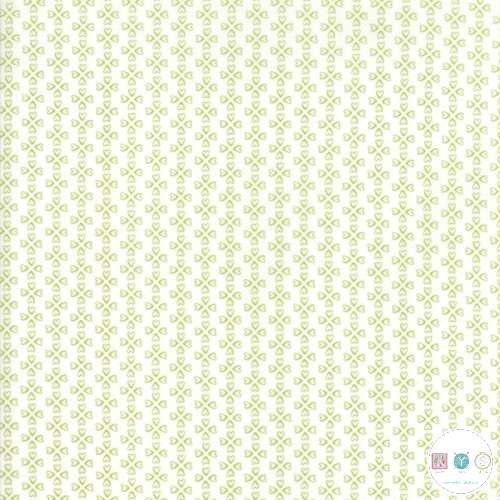 Quilting Fabric - Green Heart On White from Mamas Cottage by April Rosenthal for Moda 24055 25