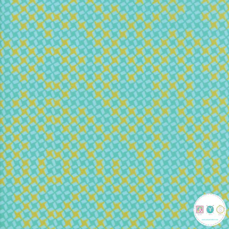 Quilting Fabric - Teal Green Geometric Design from Growing Beautiful by Crystal Manning for Moda 11837