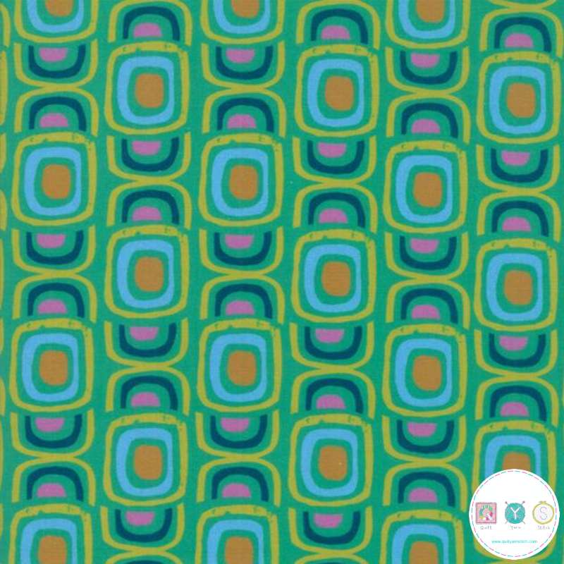 Quilting Fabric - Green Retro Print from Growing Beautiful by Crystal Manning for Moda 11833 13