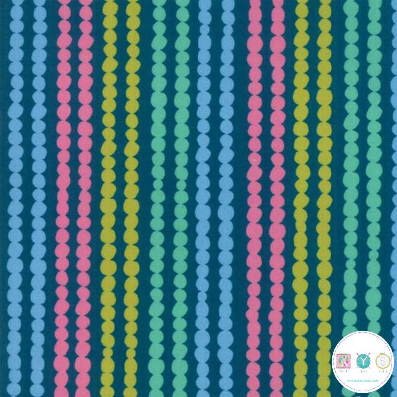 Quilting Fabric - Colourful Beads on Navy from Growing Beautiful by Crystal Manning for Moda 11836 11