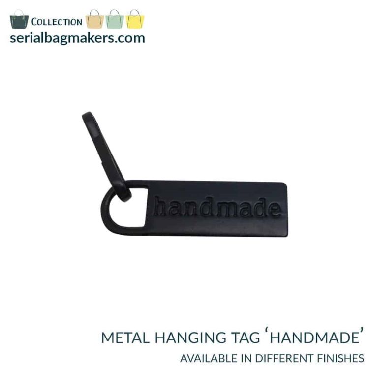 Bagmaking - 30mm Hanging Handmade Tag in Electro Black (2 Pack) by Serial Bagmakers