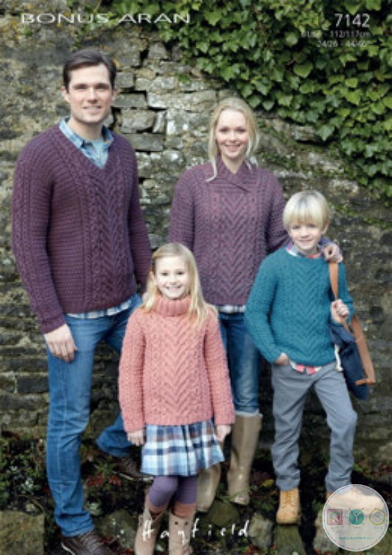 Knitting Pattern - Aran Sweaters for all the Family Hayfield 7142