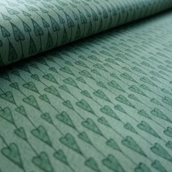 Quilting Fabric - Green Hearts from Mirabelle by Santoro for Quilting Treasures 23901 G