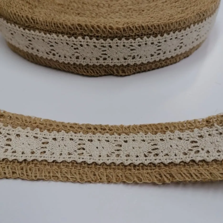 40mm Hessian & Lace Ribbon 