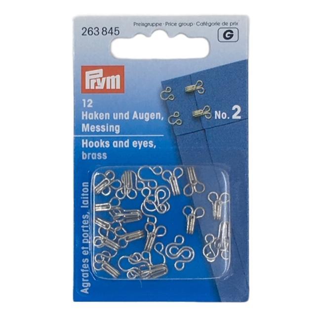 Hooks and Eyes - Size 2 in Silver by Prym 263 845