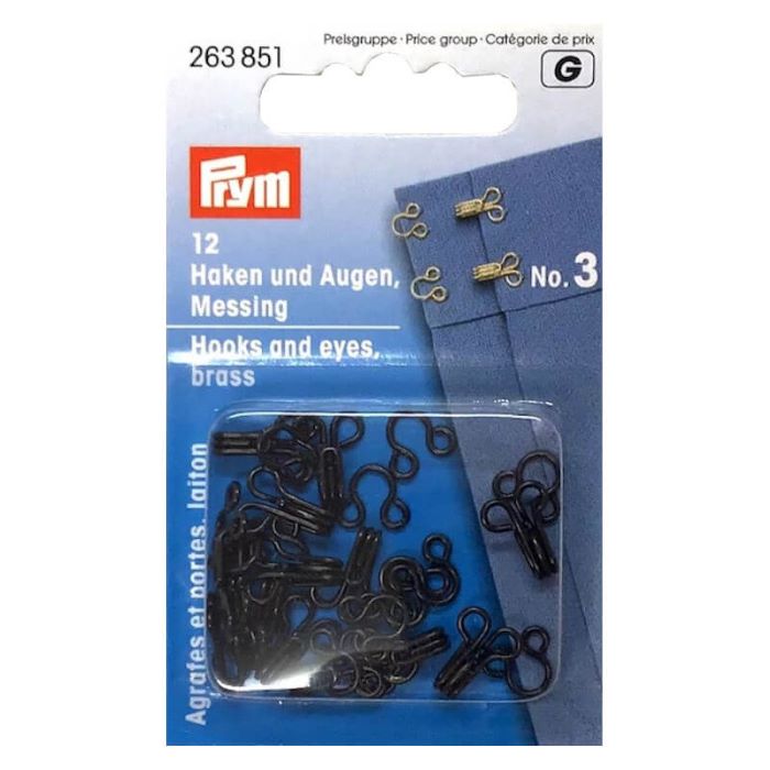 Hooks and Eyes - Size 3 in Black by Prym 263 851