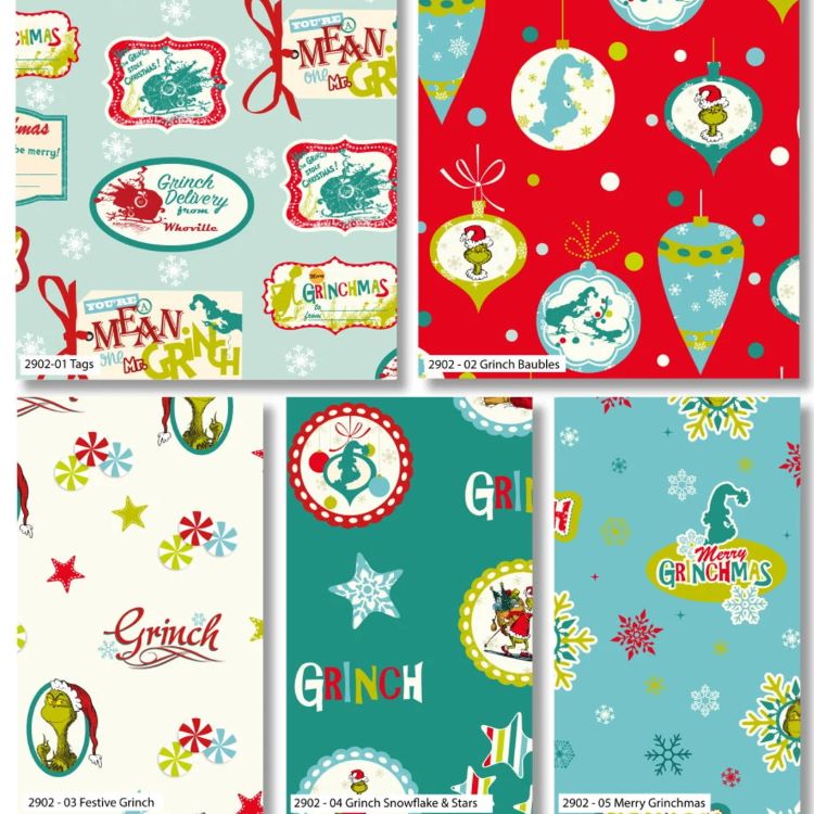 Quilting Fabric - Fat Quarter Bundle - The Grinch Christmas by The Craft Cotton Company
