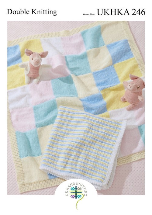 Knitting Pattern - Dk Knitted Baby Blankets UKHKA 246