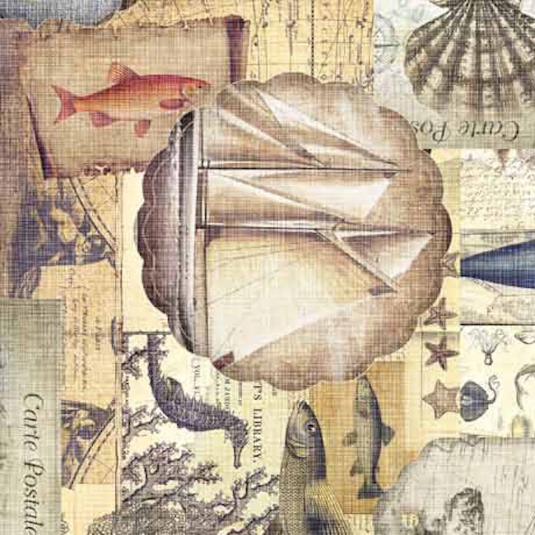 Quilting Fabric - Vintage Nautical Images from Siren's Call by Dan Morris for Quilting Treasures 29992-E