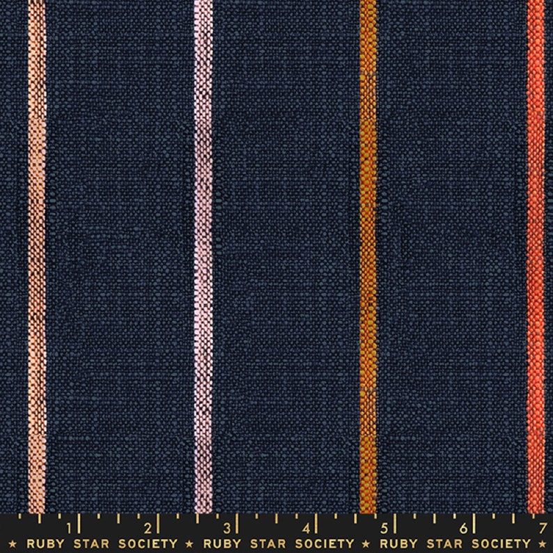 Woven Cotton Fabric - Heirloom Chore Coat Stripe in Navy from Warp and Weft by Alexia Abegg for Ruby Star Society RS4036 12