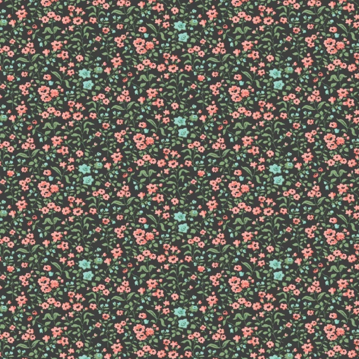Quilting Fabric Tinsley Floral on Charcoal from The Nottingham by Laura Ashley for Camelot