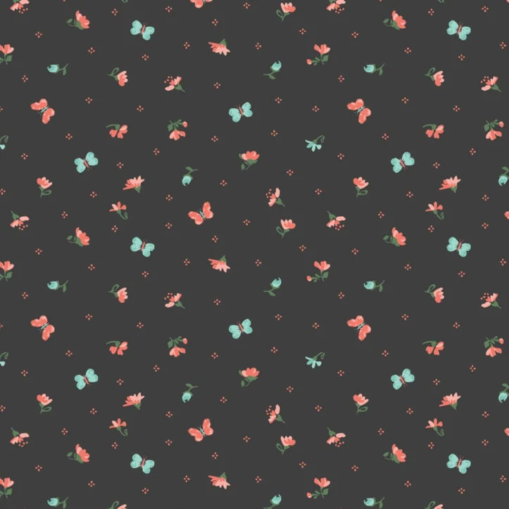 Quilting Fabric Harriet Floral on Charcoal from The Nottingham by Laura Ashley for Camelot